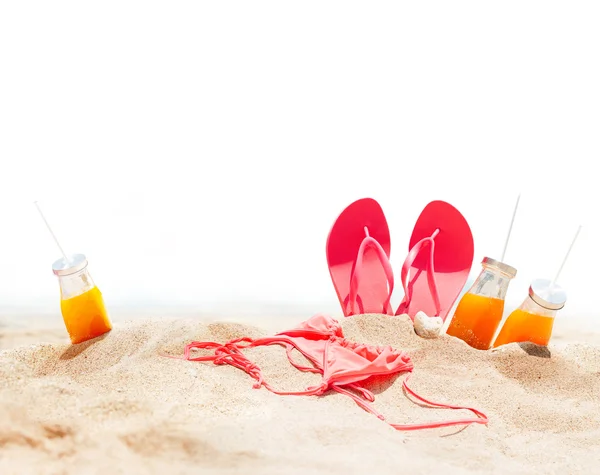 Summer Holidays Beach Isolated in White — Stock Photo, Image