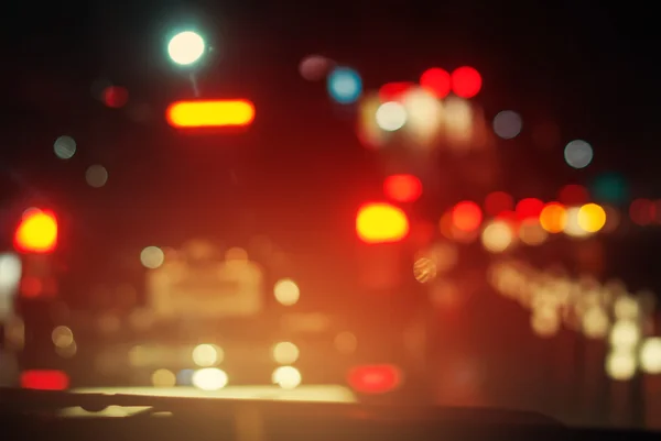 Ciudad de coches noche detenido no mover la carretera de tráfico —  Fotos de Stock