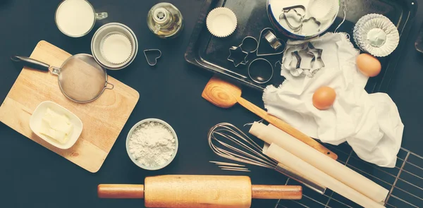 Persiapan Memanggang Accessories Kitchen Toned — Stok Foto