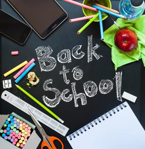 Text Chalk Drawing Back School Stationery Design