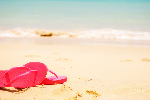 Holiday Accessories Slippers on Beach Sea Sand
