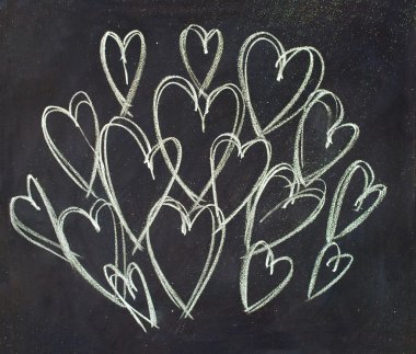 Contour Hearts in Group for Valentine's day on Black Background
