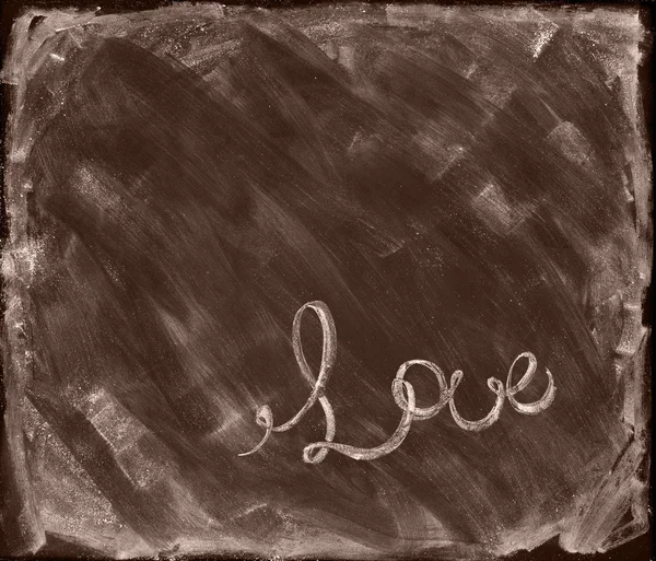 Mensagem Love Text on Brown Chalk Board. Dia dos Namorados — Fotografia de Stock