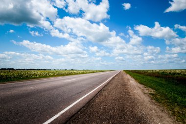 Yol alan manzara aracılığıyla. Araba seyahat Adventures kavramı