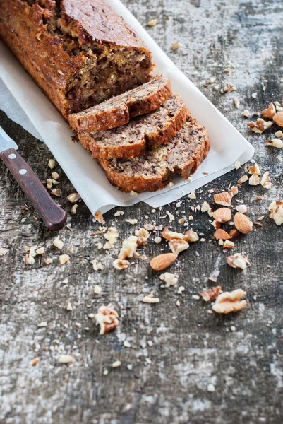 Banana Fresh Loaf Multigrain Organic Bread Rustic — Stock Photo, Image