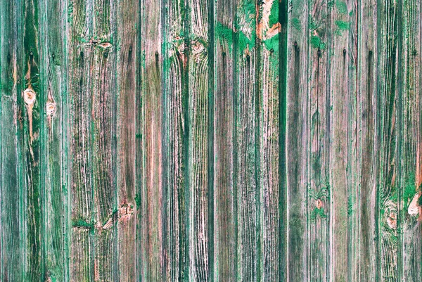 Shabby Wooden Thin Planks Cracked Green Paint — Stock Photo, Image