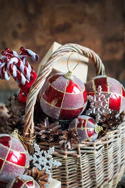 Country Christmas Composition with gifts — Stock Photo, Image