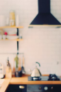 Kitchen in Blurred Background. Toned Effect