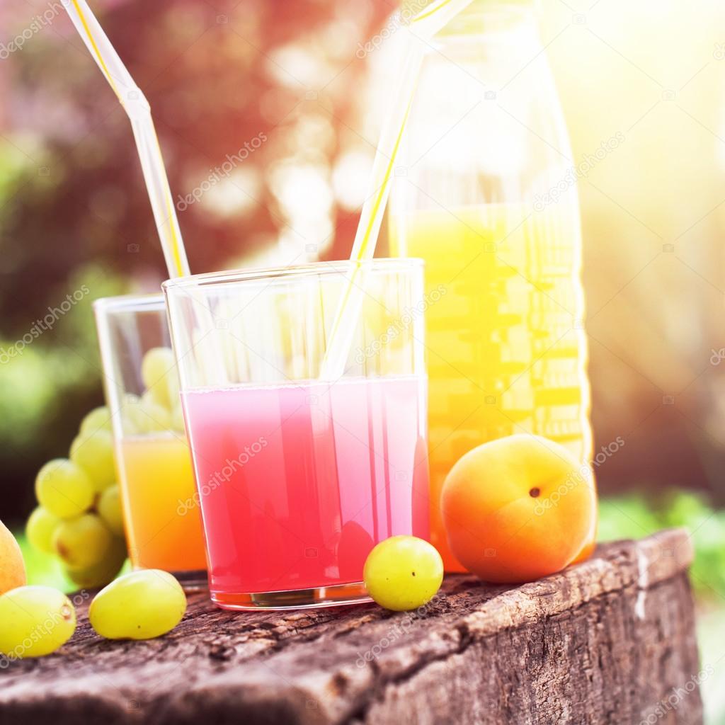 Fruits and Glasses with Mix Juice