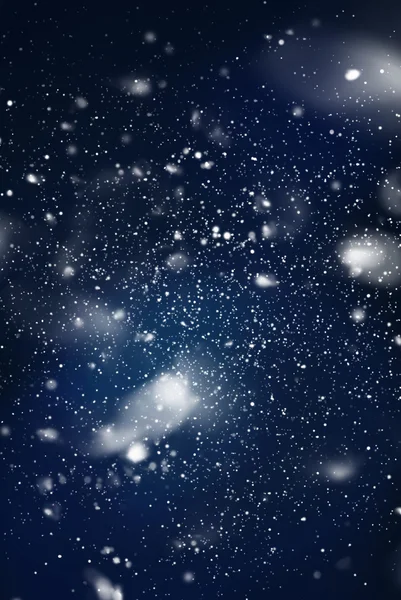 Karanlık gece gökten düşen kar. Dijital çizim. Arka plan