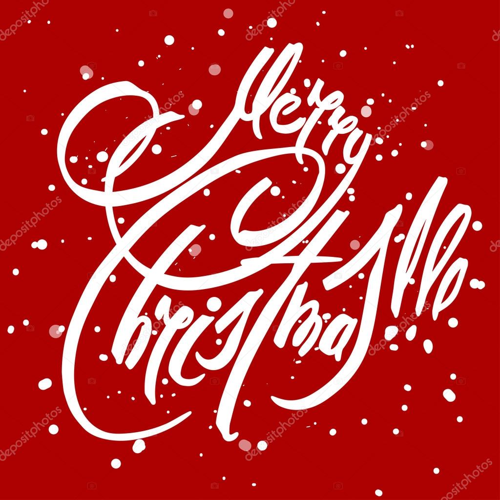 Card with Greeting Merry Christmas and Happy New Year lettering