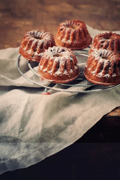 Gâteaux au four frais avec sucre glace — Photo