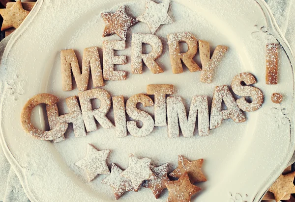 Card with Gingerbread Cookies. Merry Christmas. Toned — Stock Photo, Image