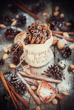 Christmas Sticks of Cinnamon and other Ingredients. Vintage