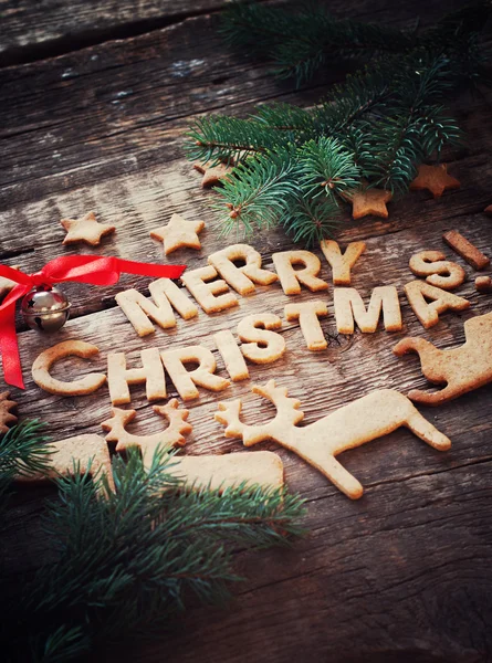 ジンジャーブレッドのクッキーからクリスマス カード — ストック写真