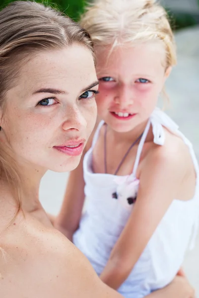 Portrait of Young Mother Caring about Teenager Daughter — Stock Photo, Image