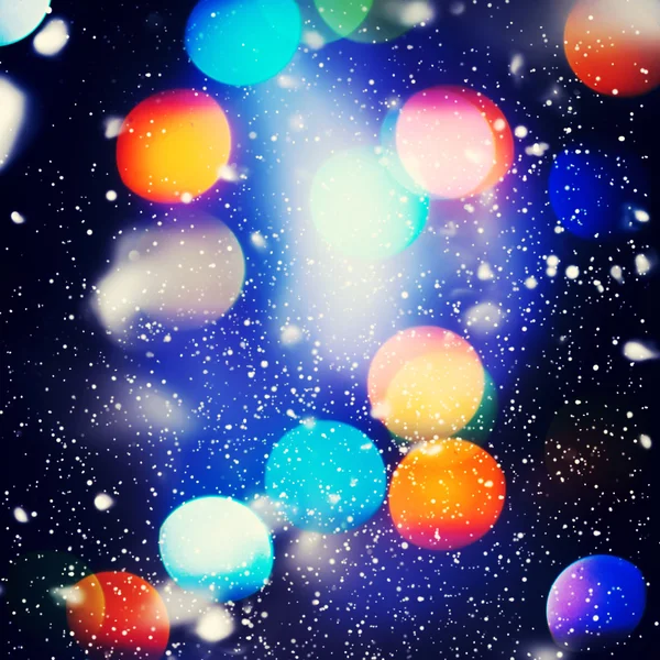 Multi Color Lights with Drawn Snow. Background — Stock Photo, Image