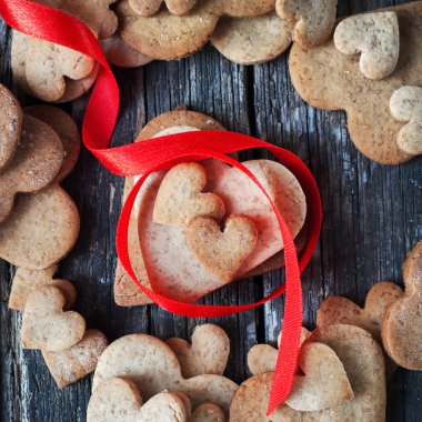 Gingerbread Cookies in the Shape of Heart at Valentine Day