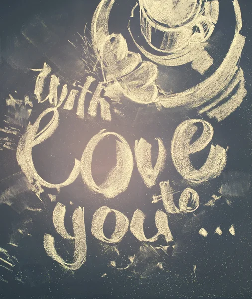 Cup of coffee. Message with Love to You. Sketch — Stock Photo, Image