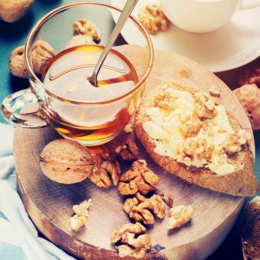 Doğrama kurulu yararlı kahvaltı tost tatlım ceviz tonda