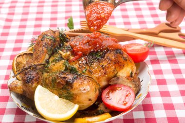 roasted whole chicken with vegetables