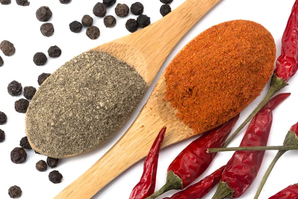 Powdered pepper red and black — Stock Photo, Image