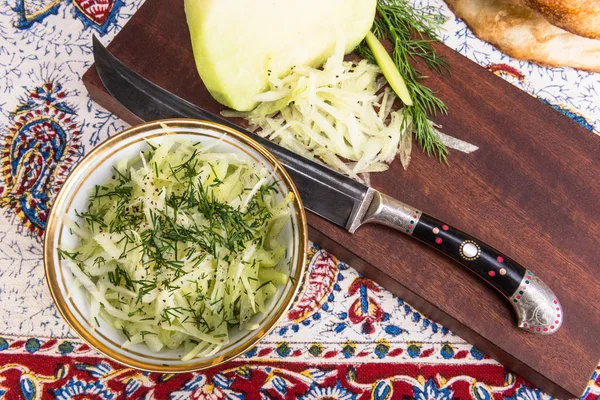 Asian radish and old oriental knife — Stock Photo, Image