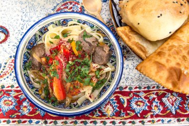 Lamian - Central Asian noodles cooked with mutton and vegetables