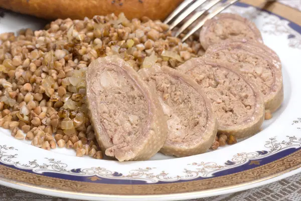 Cuello de pollo relleno (Gefilte Gelzele ) — Foto de Stock