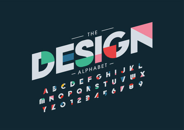 Vector of stylized font and alphabet