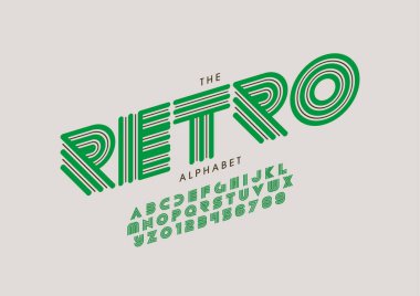 Biçimlendirilmiş retro alfabe yazı tipi vektörü