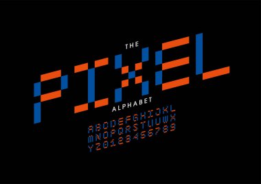 Biçimlendirilmiş piksel alfabe yazı tipi vektörü