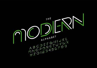 Biçimli modern alfabe yazı tipi vektörü