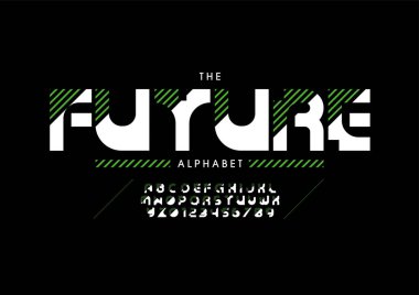 Biçimlendirilmiş gelecek alfabe yazı tipi vektörü