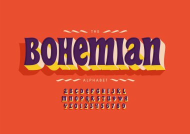Biçimlendirilmiş bohem alfabesi yazı tipi vektörü