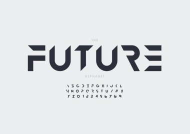 Biçimlendirilmiş gelecek alfabe yazı tipi vektörü