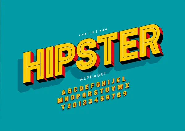 Estilo Hipster Alfabeto Fuente Vector — Archivo Imágenes Vectoriales