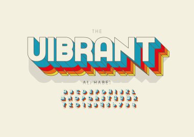 Biçimlendirilmiş canlı alfabe, yazı tipi, vektör illüstrasyonu       