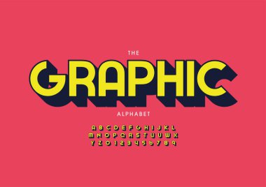 Biçimlendirilmiş grafik alfabesi, yazı tipi, vektör illüstrasyonu      