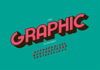 Biçimlendirilmiş grafik alfabesi, yazı tipi, vektör illüstrasyonu      