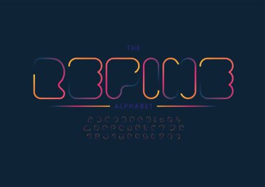 Biçimlendirilmiş rafine alfabe, yazı tipi, vektör illüstrasyonu      