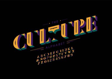 Biçimlendirilmiş alfabe, yazı tipi, vektör illüstrasyonu       