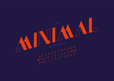 Biçimlendirilmiş minimal alfabe, yazı tipi, vektör illüstrasyonu      