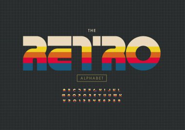 Biçimlendirilmiş retro alfabe, yazı tipi, vektör illüstrasyonu      