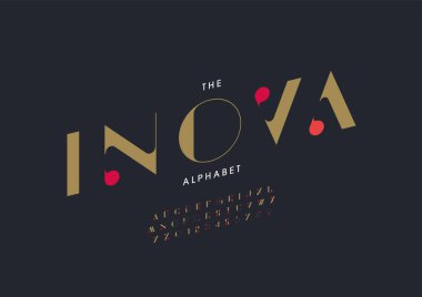 Biçimlendirilmiş inova alfabesi, yazı tipi, vektör illüstrasyonu     