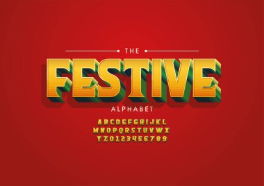Biçimlendirilmiş festival alfabesi, yazı tipi, vektör illüstrasyonu     