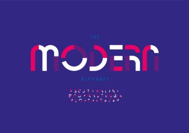 Biçimlendirilmiş modern alfabe, yazı tipi, vektör illüstrasyonu    