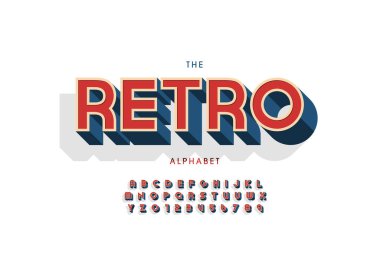 Biçimlendirilmiş retro alfabe, yazı tipi, vektör illüstrasyonu  