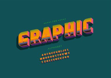 Biçimlendirilmiş grafik alfabesi, yazı tipi, vektör illüstrasyonu  