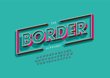 Biçimlendirilmiş sınır alfabesi, yazı tipi, vektör illüstrasyonu  